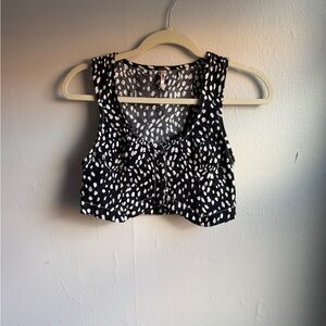 Free people black and white polka dot crop tank
